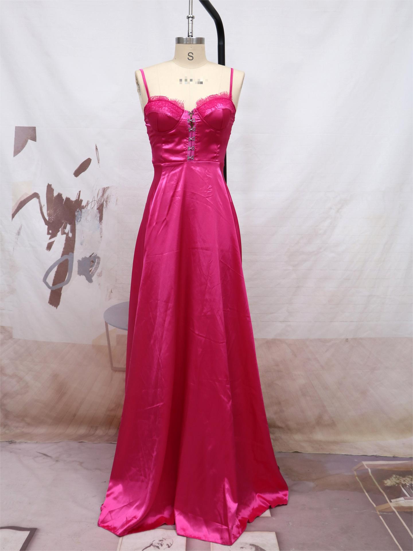 Women Clothing Sexy Slit Chest Cotton Banquet Dress Bridesmaid Dress