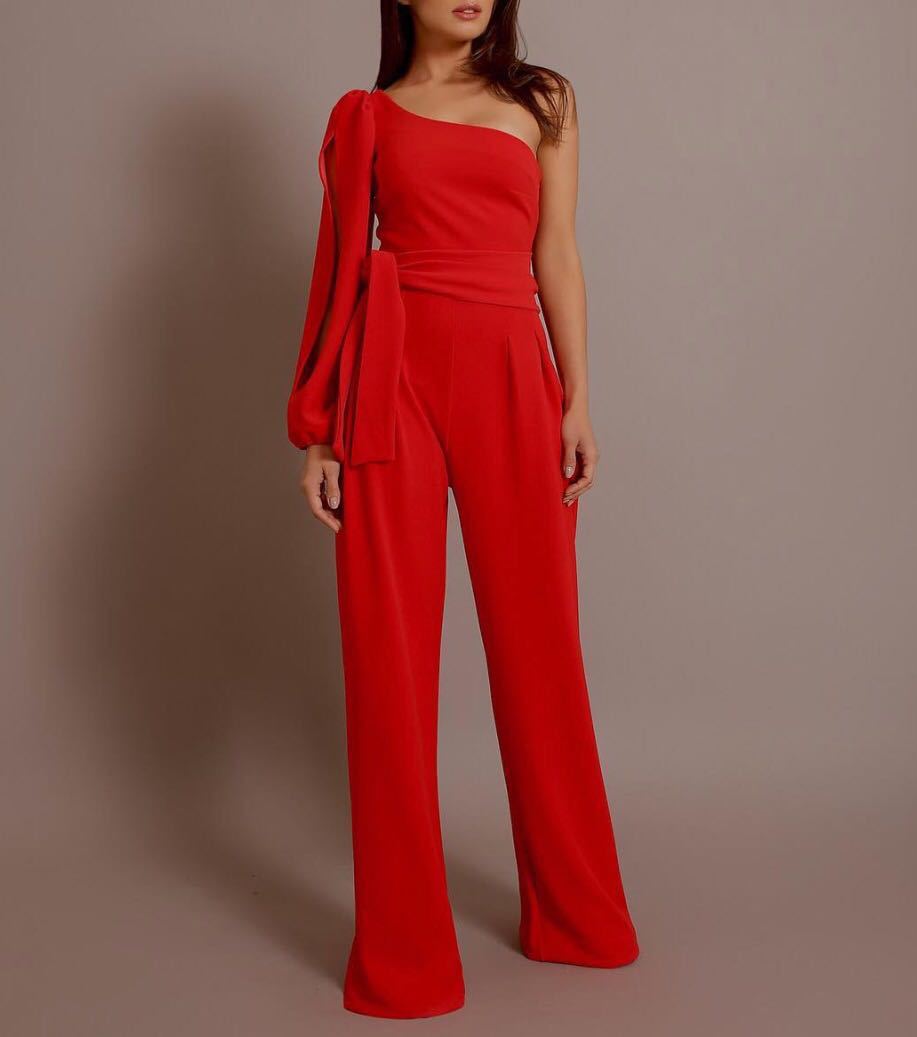 Women One Shoulder Asymmetric Women Jumpsuit