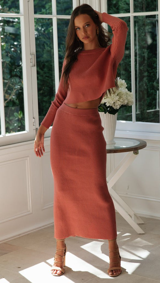 Women 3 Color Sweater Dress Knitted Slit Maxi Dress