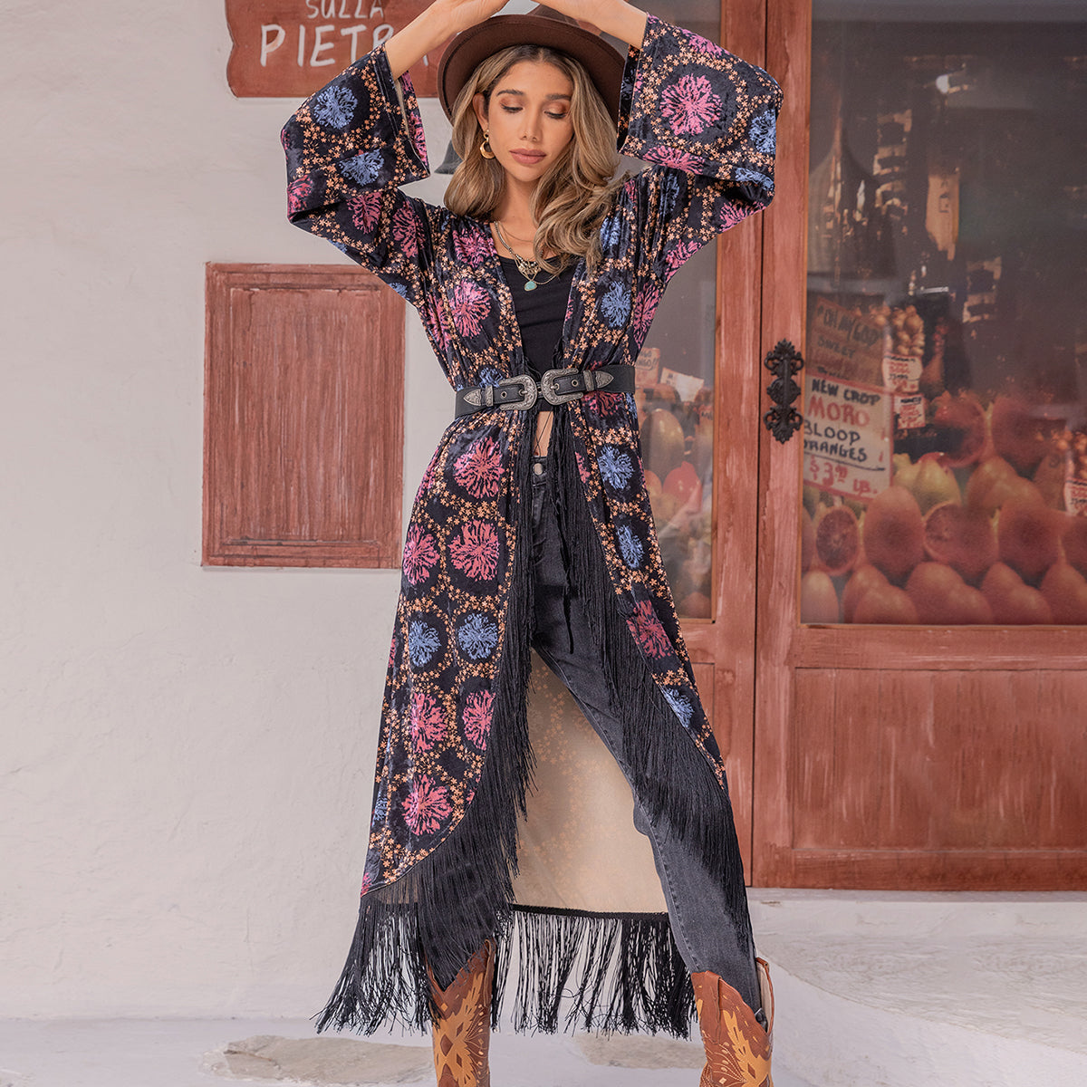 Printed Tassel Easy Matching Women Clothing Kimono Jacket