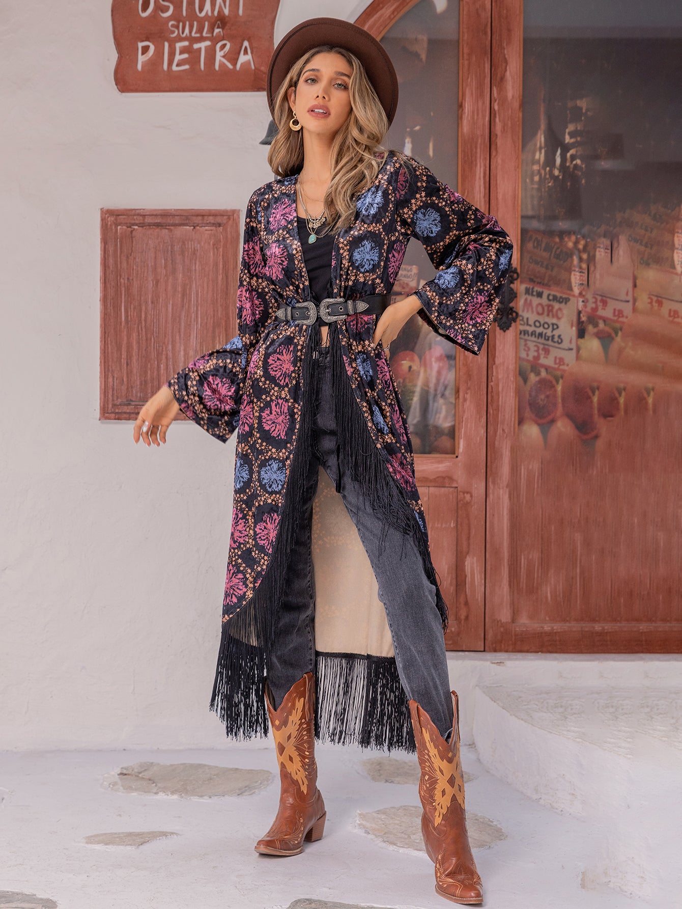 Printed Tassel Easy Matching Women Clothing Kimono Jacket