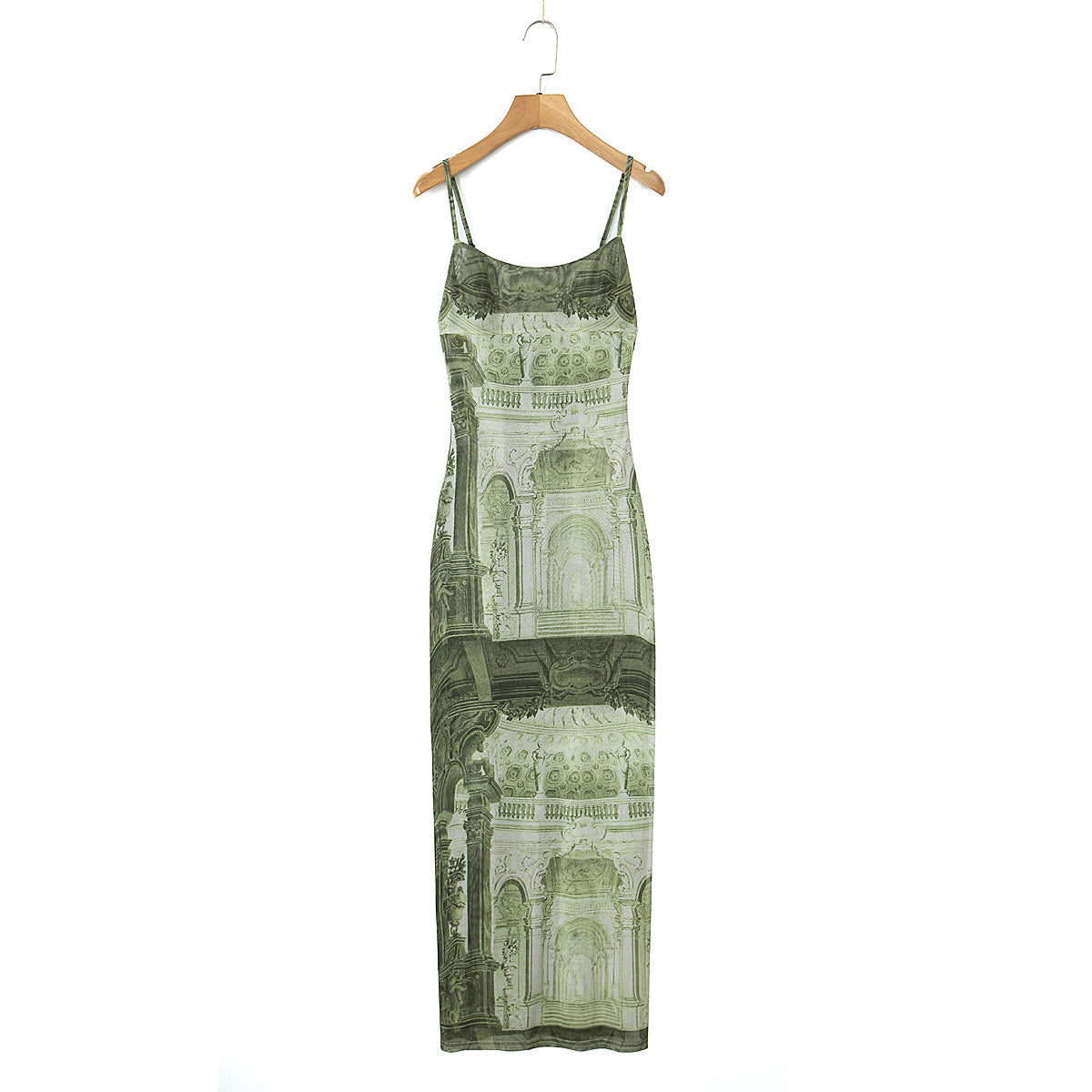 Summer Printed Tube Top Dress Lace up Sexy Dress Green