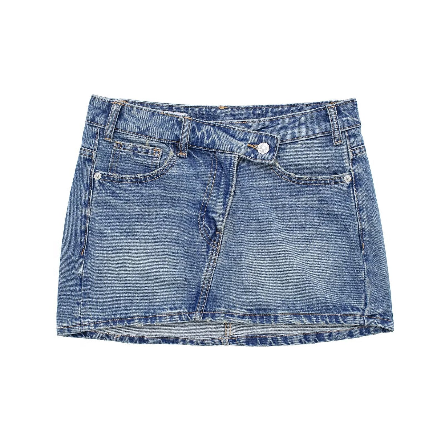 Summer Women Low Waist All Matching Jeans Mini Skirt Blue