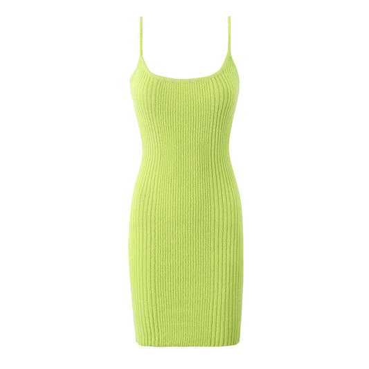 Women Clothing Slimming Texture Cotton Material Slim Knitted Sling Dress