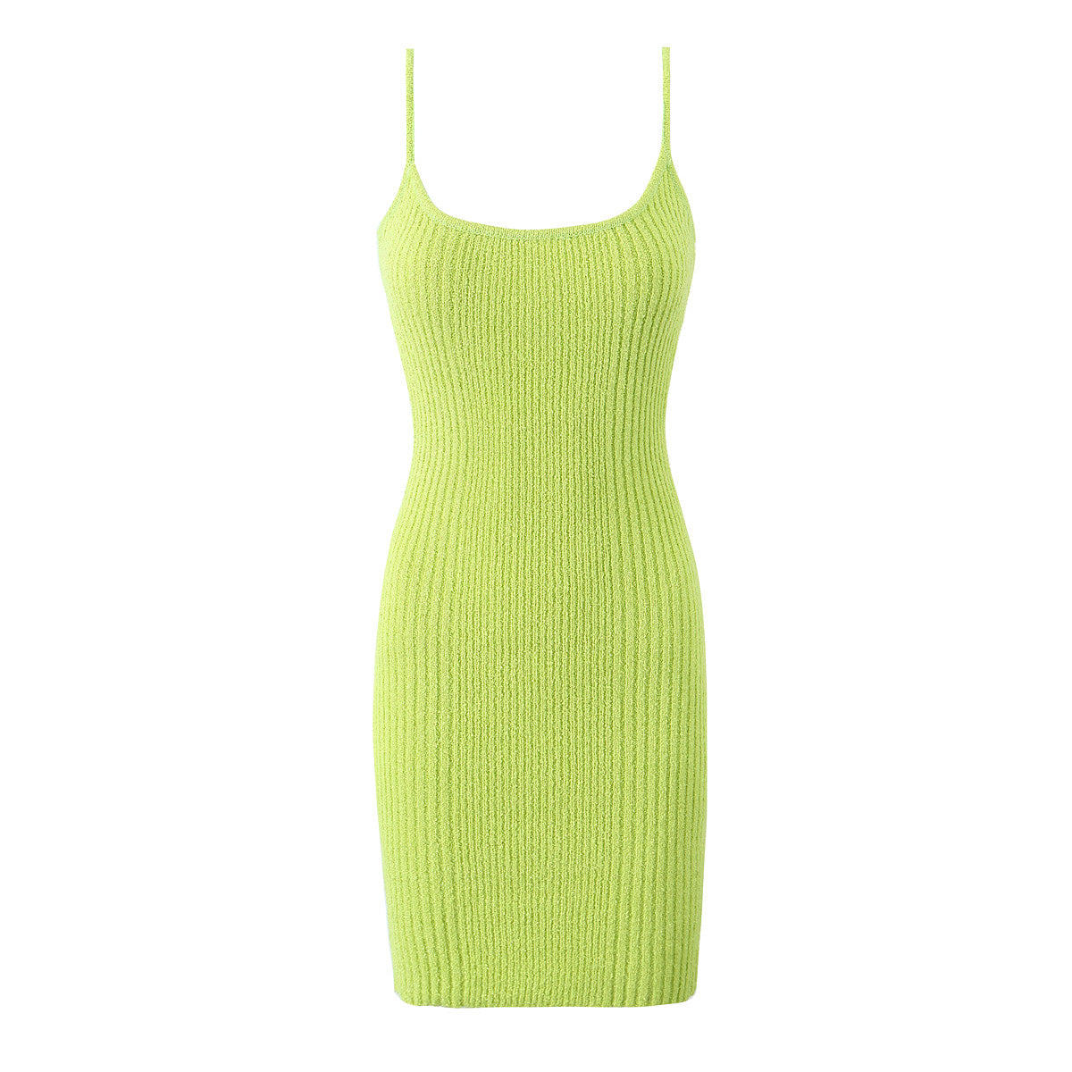 Women Clothing Slimming Texture Cotton Material Slim Knitted Sling Dress Green