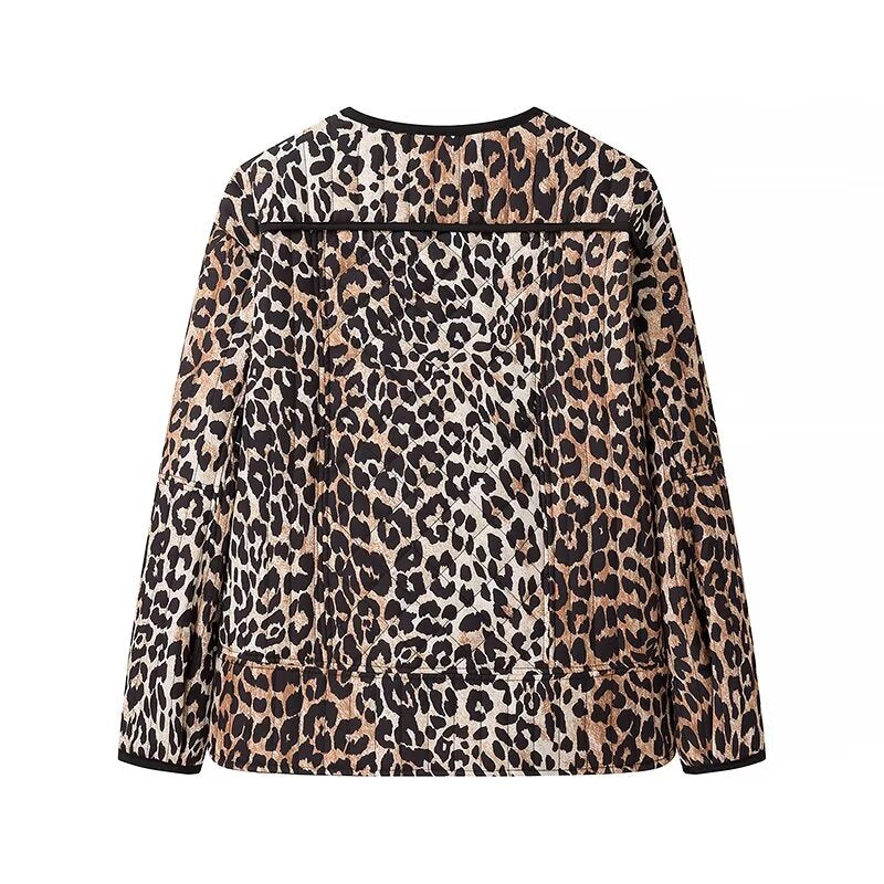 Autumn Leopard Print Jacket Loose Long Sleeve Single Row Multi Buckle Coat Trendy