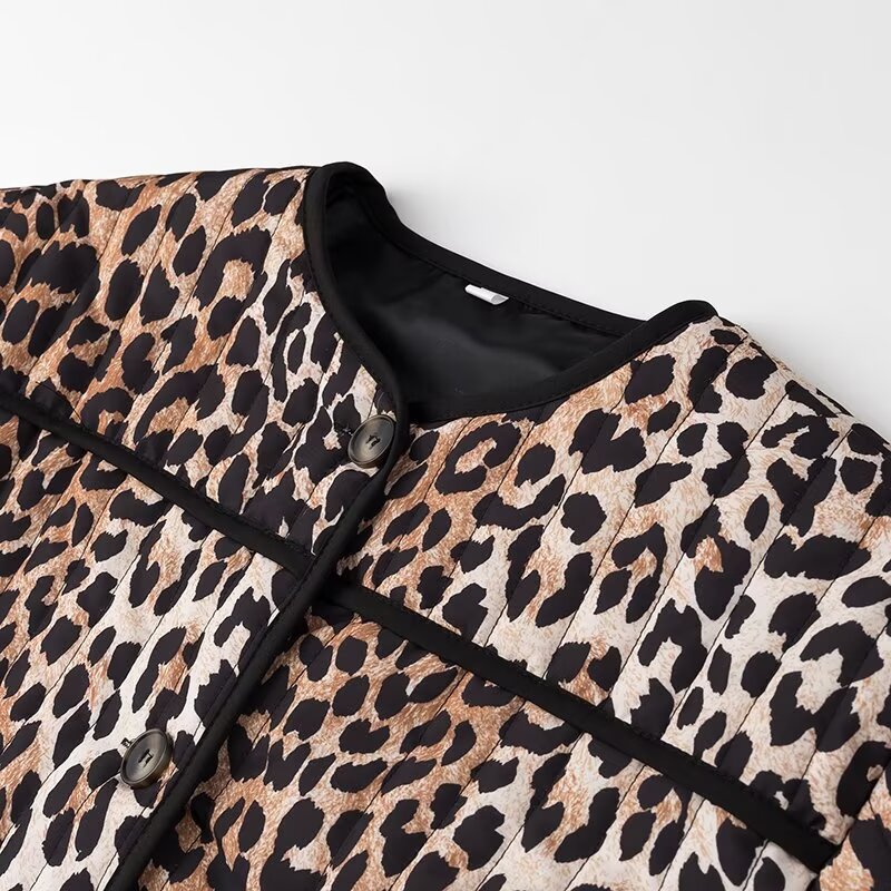 Autumn Leopard Print Jacket Loose Long Sleeve Single Row Multi Buckle Coat Trendy