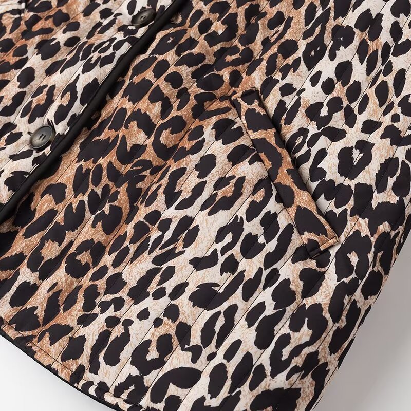 Autumn Leopard Print Jacket Loose Long Sleeve Single Row Multi Buckle Coat Trendy