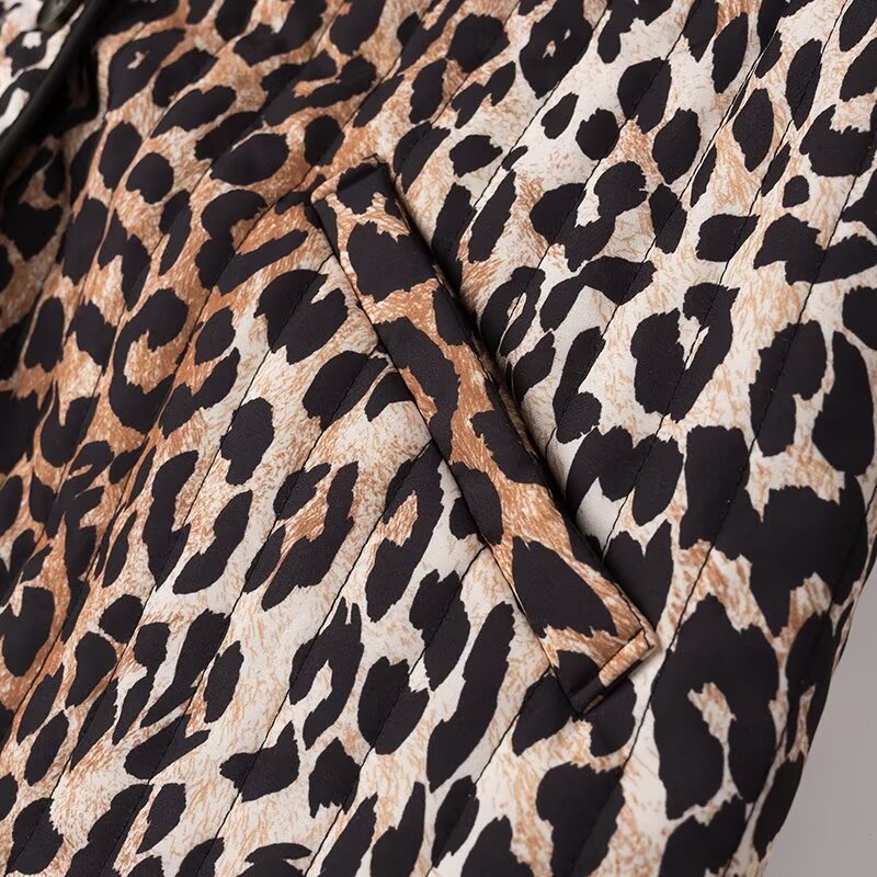 Autumn Leopard Print Jacket Loose Long Sleeve Single Row Multi Buckle Coat Trendy