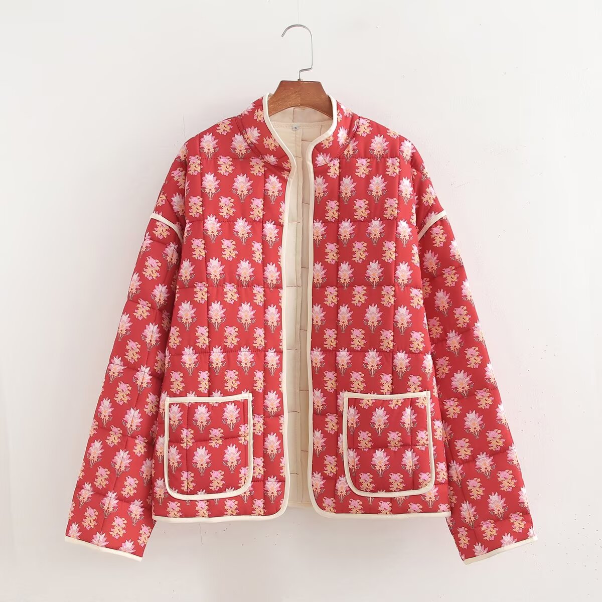 Fall Women Clothing Casual Simple All Matching Printed Cotton Coat Jacket