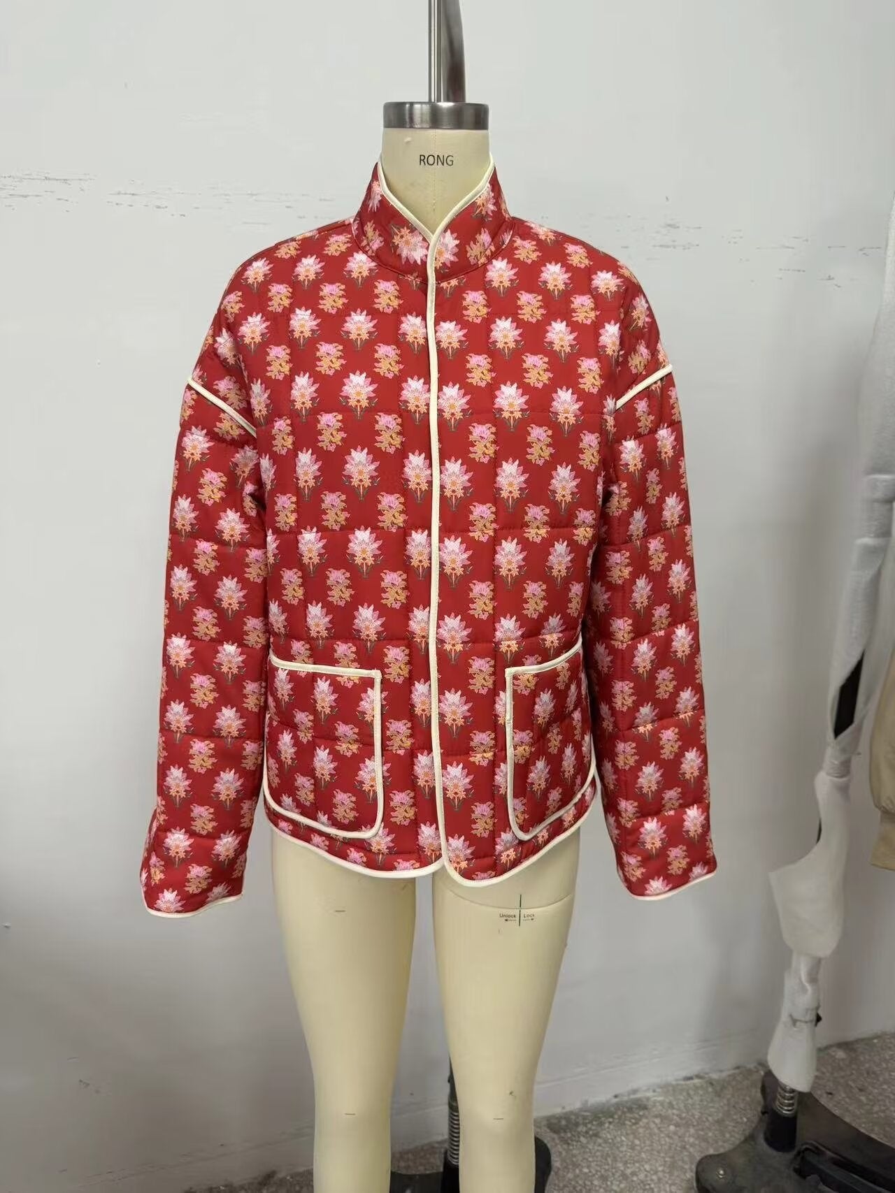 Fall Women Clothing Casual Simple All Matching Printed Cotton Coat Jacket