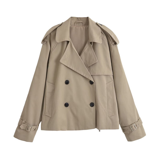 Women Clothing Western Classic Loose Lapels Short Trench Coat