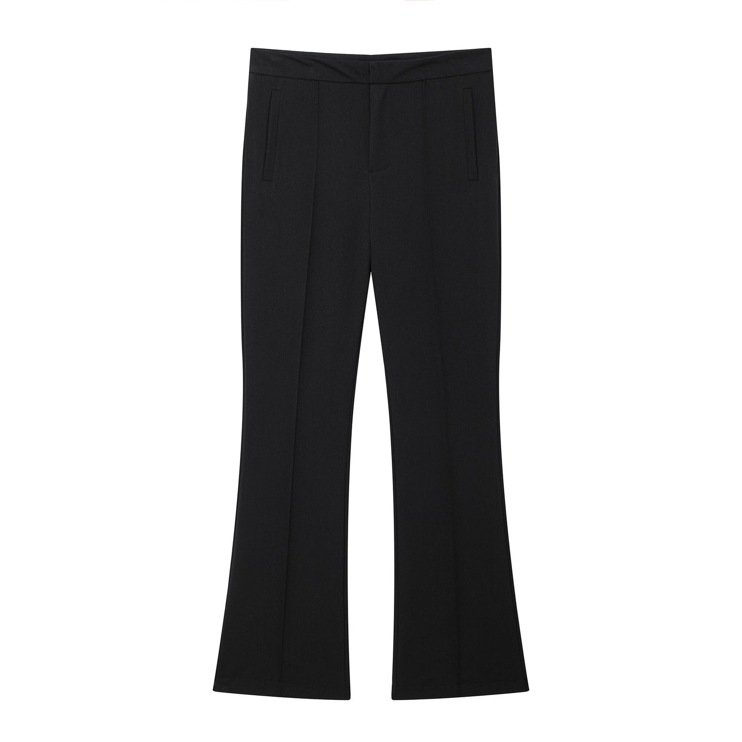 Fall Women Clothing Slim Fitting Simple All Match Ribbed Ankle Pants