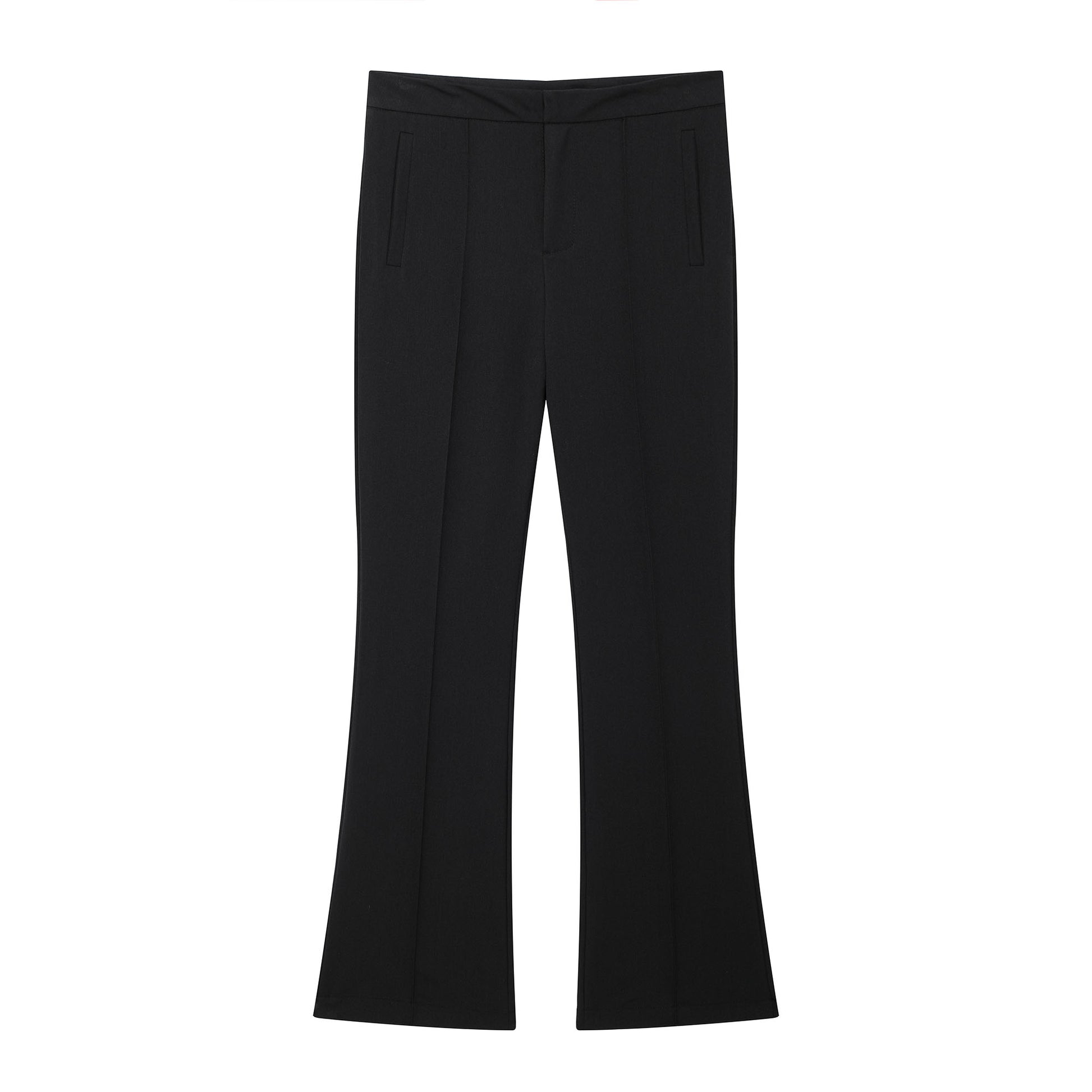 Fall Women Clothing Slim Fitting Simple All Match Ribbed Ankle Pants