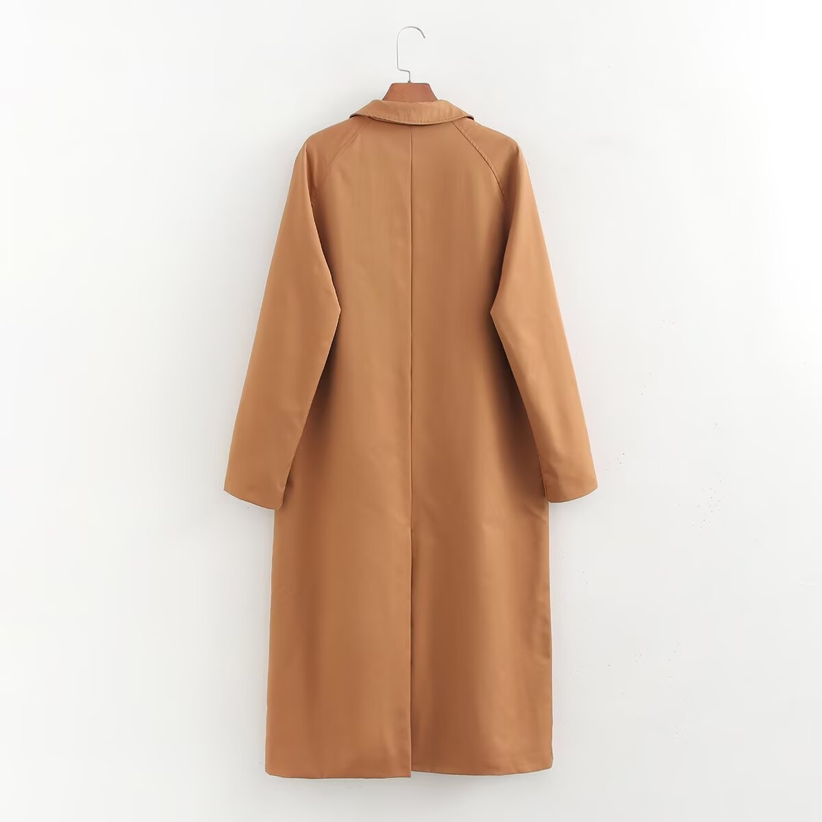 Collared Single Breasted Long Jacket Coat Women Personality Street Slim Trench Coat