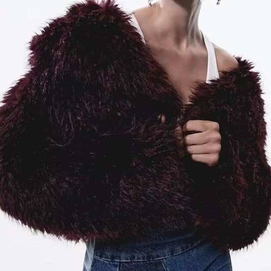 Women Clothing Autumn Winter All Match Fur Short Coat