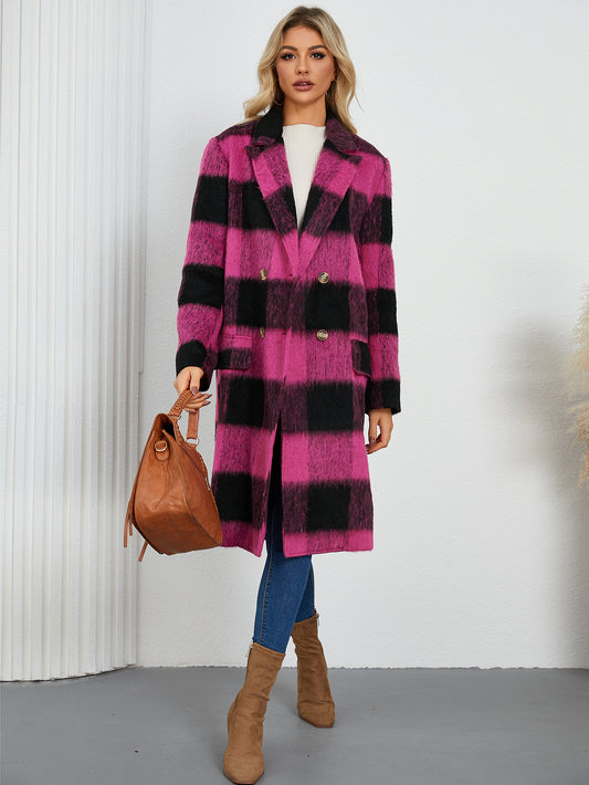 Winter Long Plaid Double Sided Wool Overcoat High Grade Collar Woolen Coat