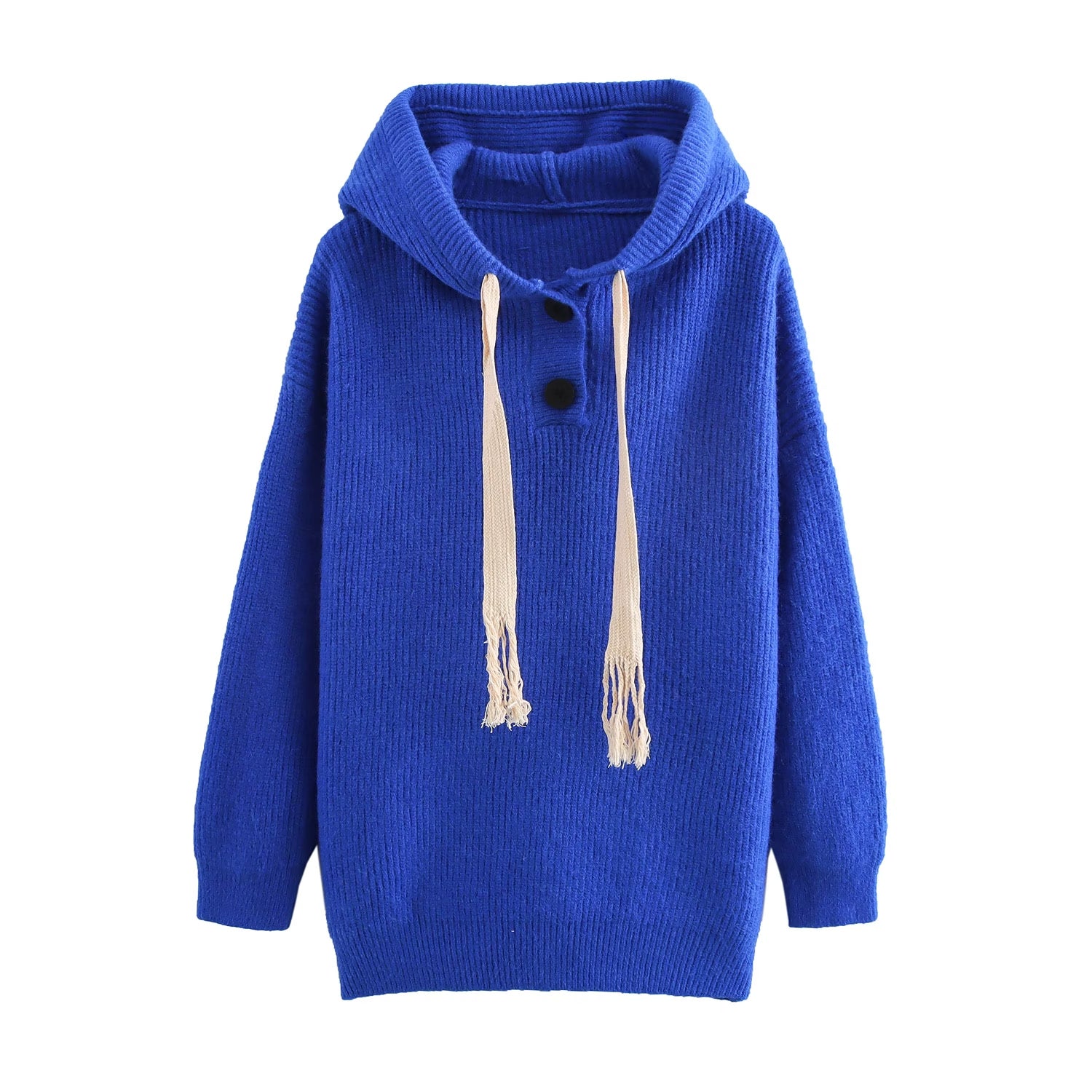 Autumn Winter Lazy Wind Sweater Hoodie Loose Simple Button Hooded Pullover Sweater