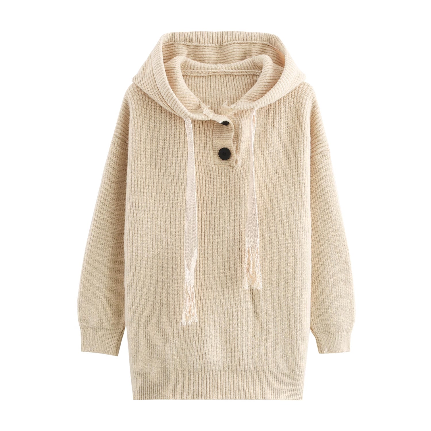 Autumn Winter Lazy Wind Sweater Hoodie Loose Simple Button Hooded Pullover Sweater