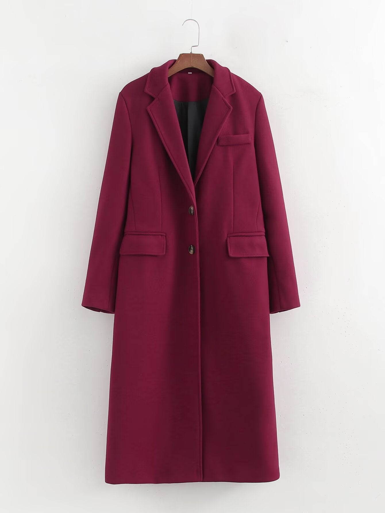 Red Woolen Coat for Women Autumn Winter Hepburn Korean High Grade Slimming Long Baggy Coat Red