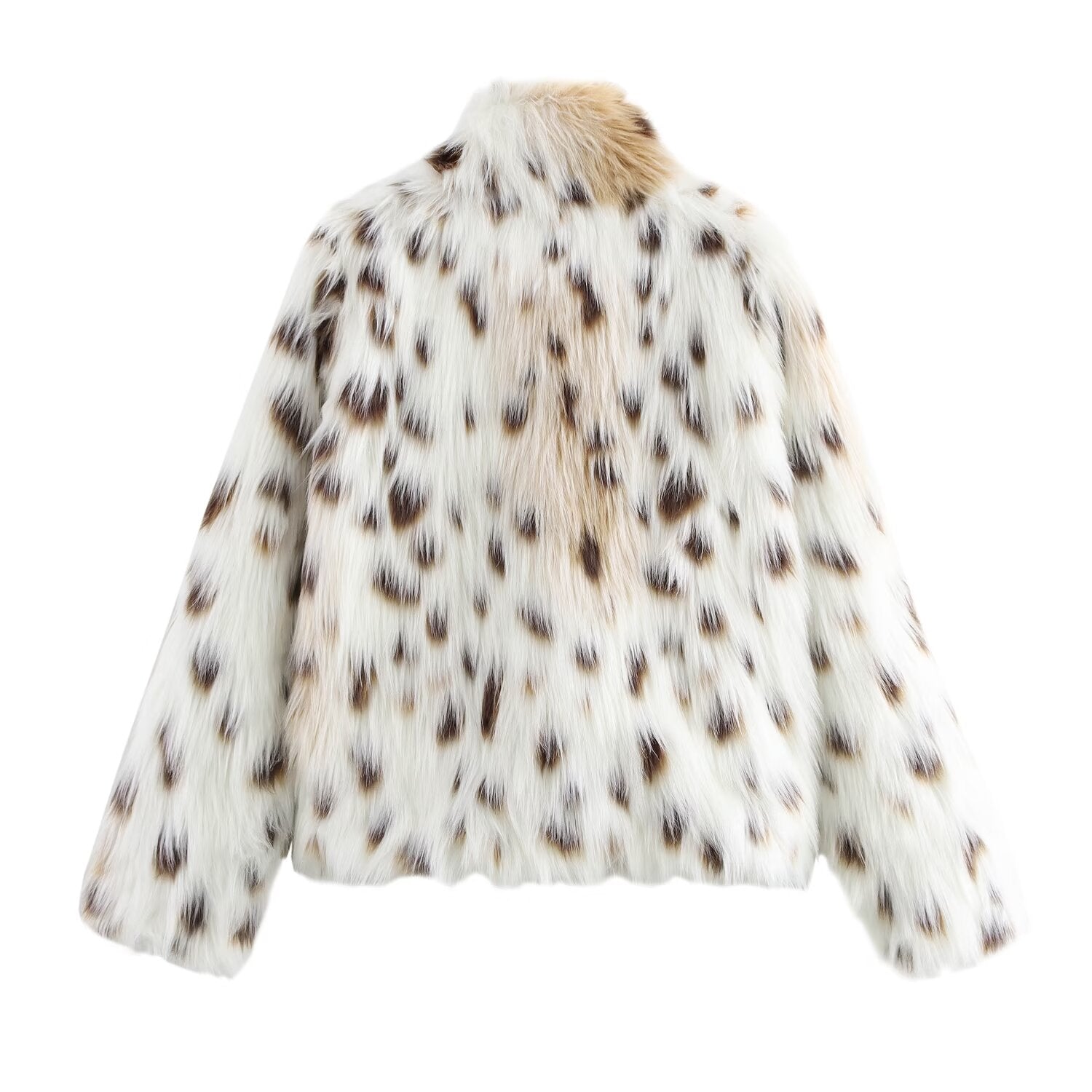 Autumn Winter Series Artificial Fur Effect Stand Collar Long Sleeve Women Coat