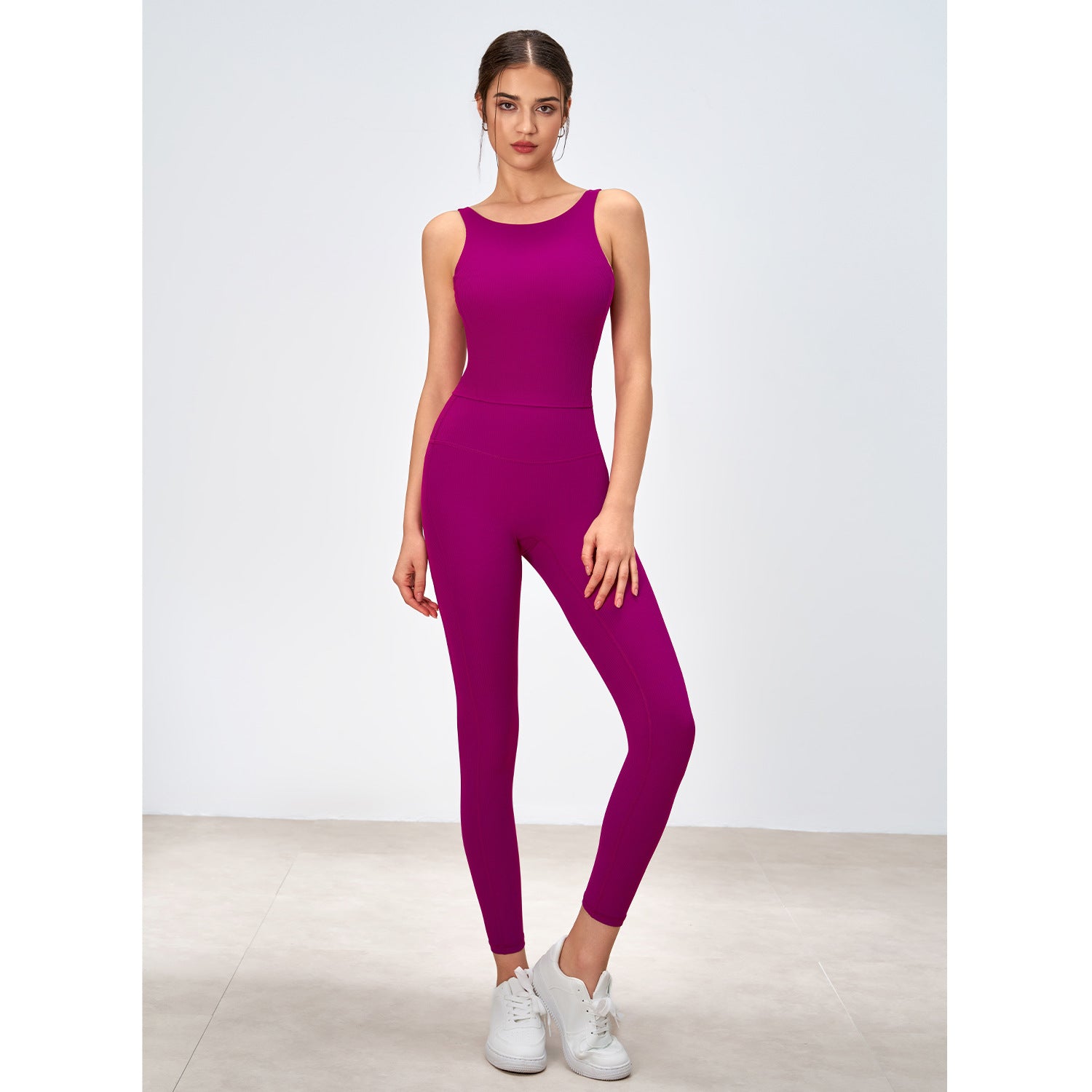 Thread No Embarrassment Line Yoga Pants High Elastic Breathability Exercise Workout Pants High Waist Hip Lift Peach Pants Yoga Clothes Wild Berry Color