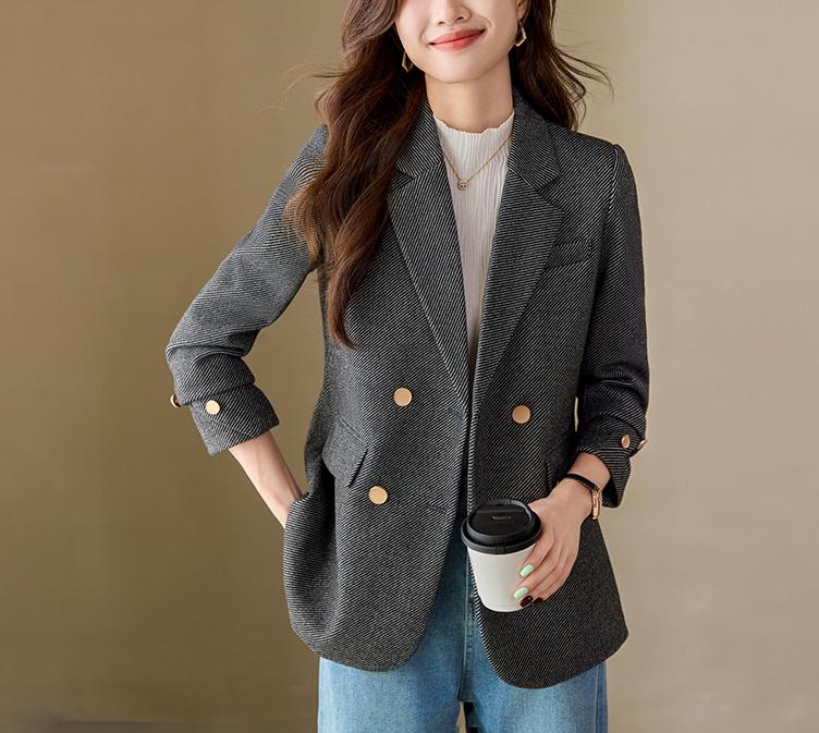 Red Woolen Blazer Women Spring Autumn Small Professional Office Mid Length Top