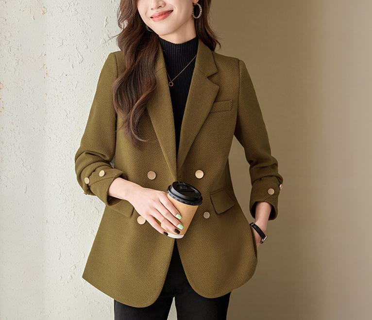 Red Woolen Blazer Women Spring Autumn Small Professional Office Mid Length Top