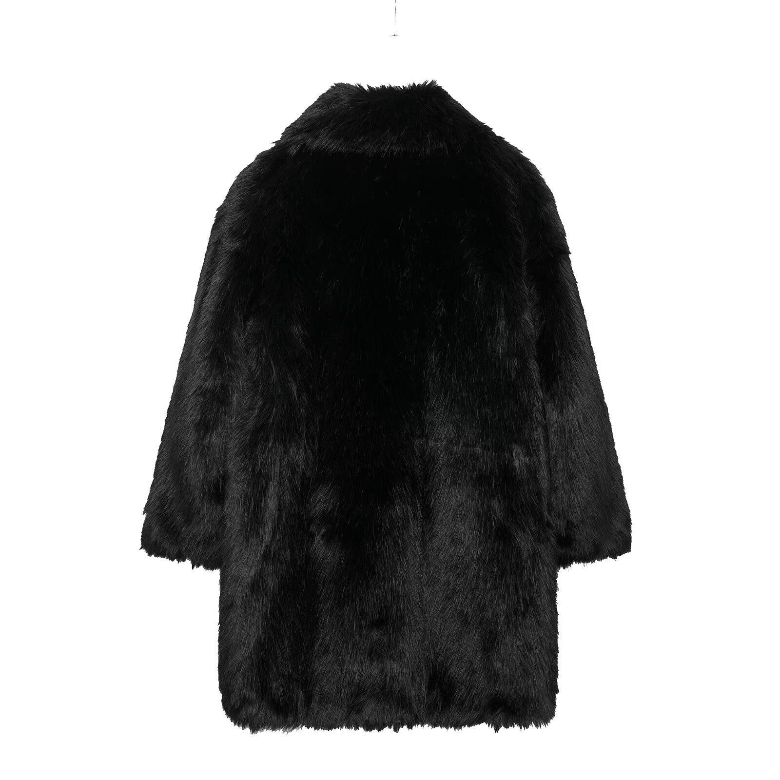 Winter Women Artificial Fur Effect Coat Coat for Women Black