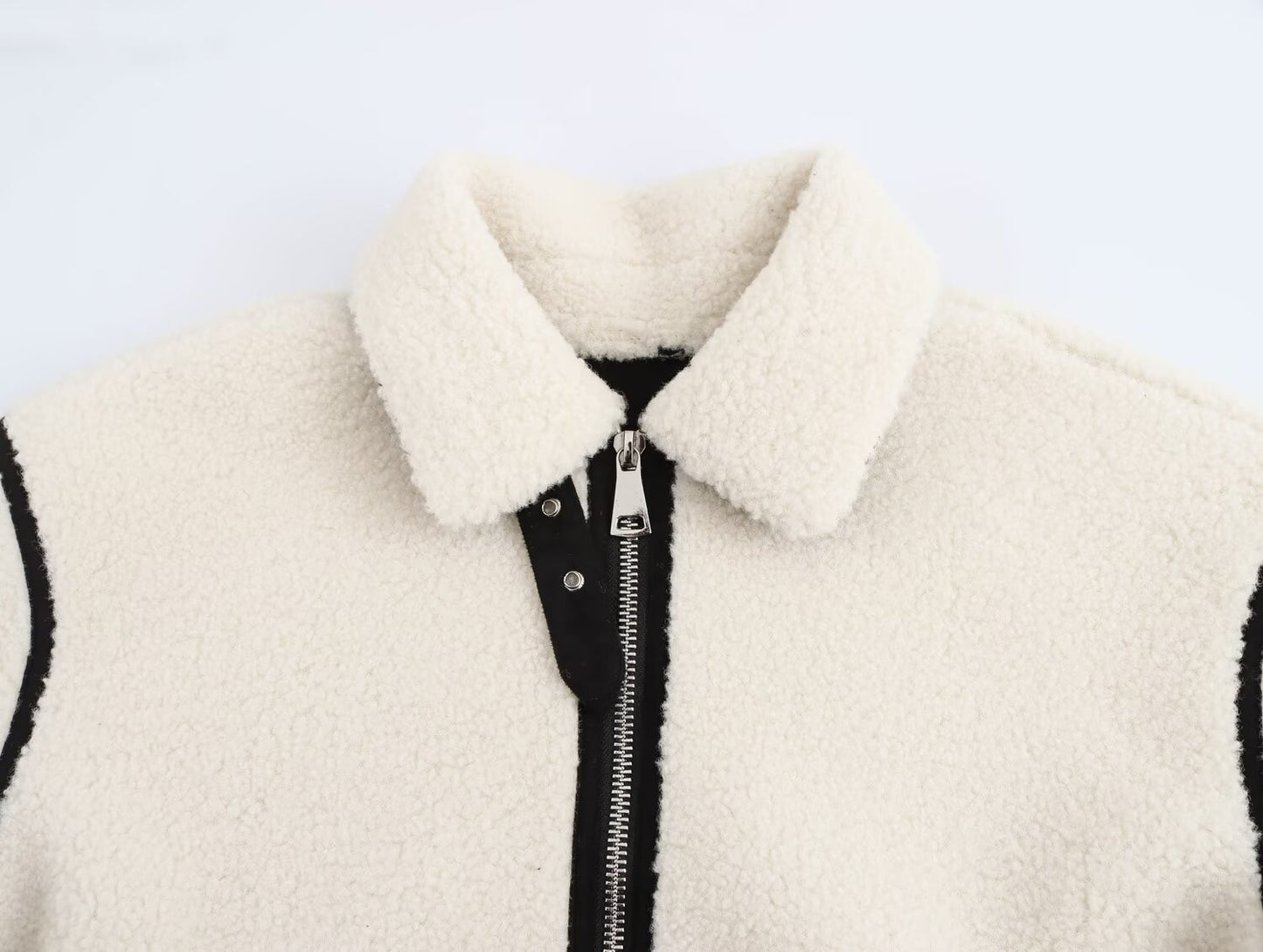 Women Winter Casual Lambswool Fleece Double Sided Long Sleeve Collared Jacket