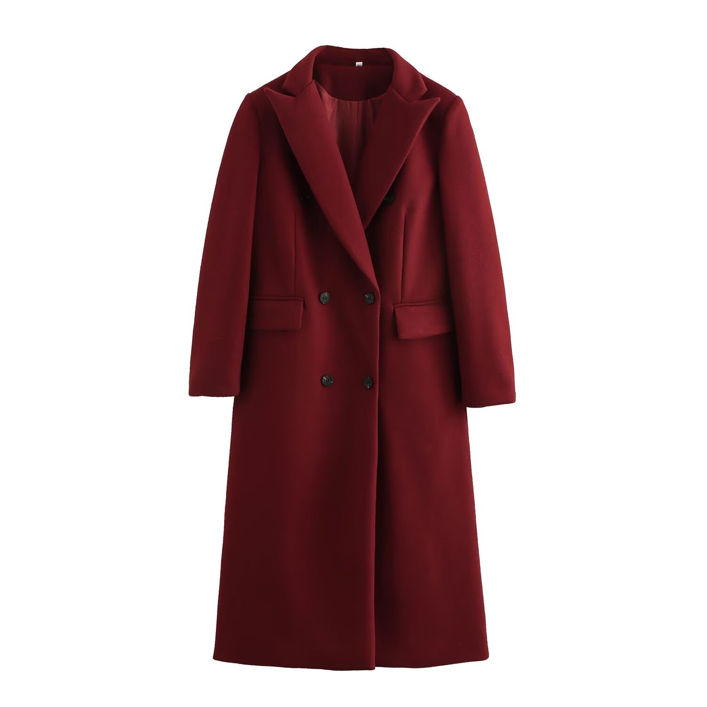 Blazer for Women Autumn Angora Red Design Button Long Patchwork Coat