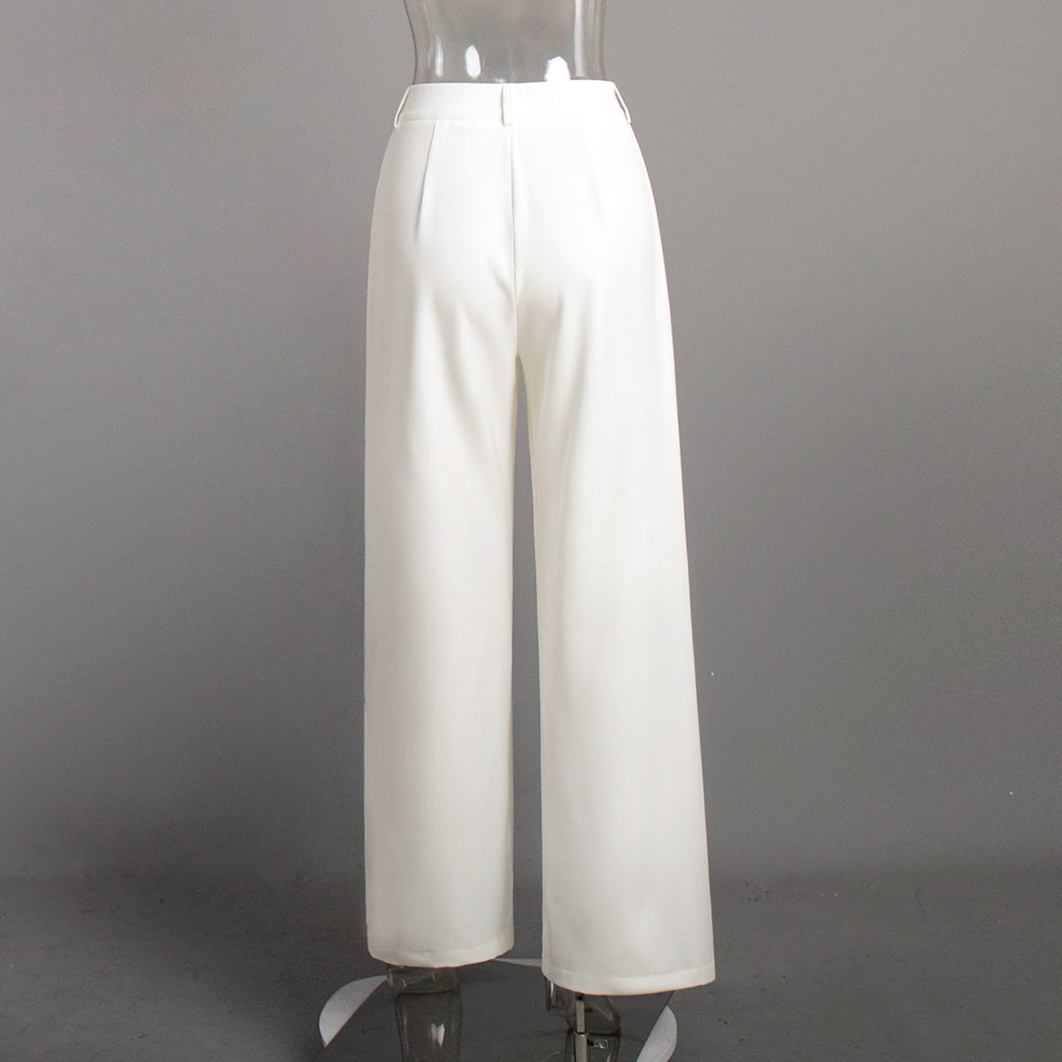 Pure White Trousers for Women Autumn Winter High Waist Wide Leg Pants Office All Matching Casual Trousers