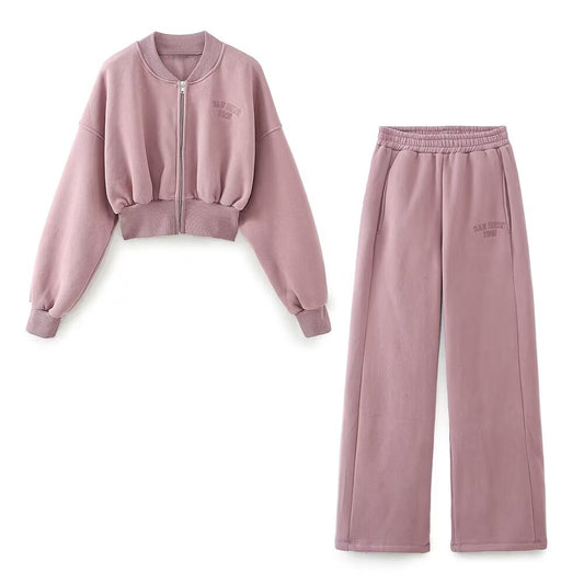 Women Clothing Embroidery Washing Effect Sweater Jogger Pants Sets