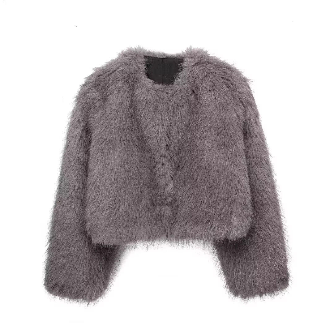 Autumn Women Artificial Fur Effect Short Jacket Women