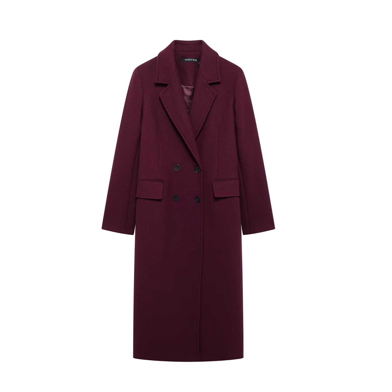 Autumn Women Clothing Office Collared Pocket Decoration Overcoat Coat Purple