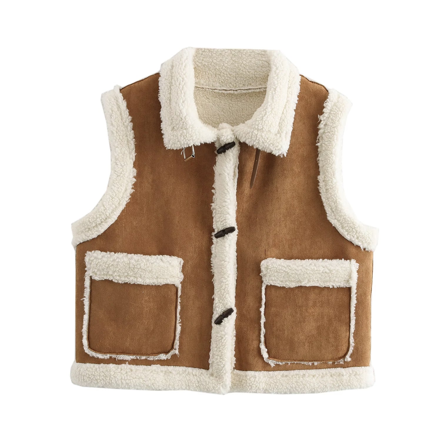 Winter Contrast Color Lamb Fur Suede Motorcycle Sleeveless Fur Vest Vest Coat Women