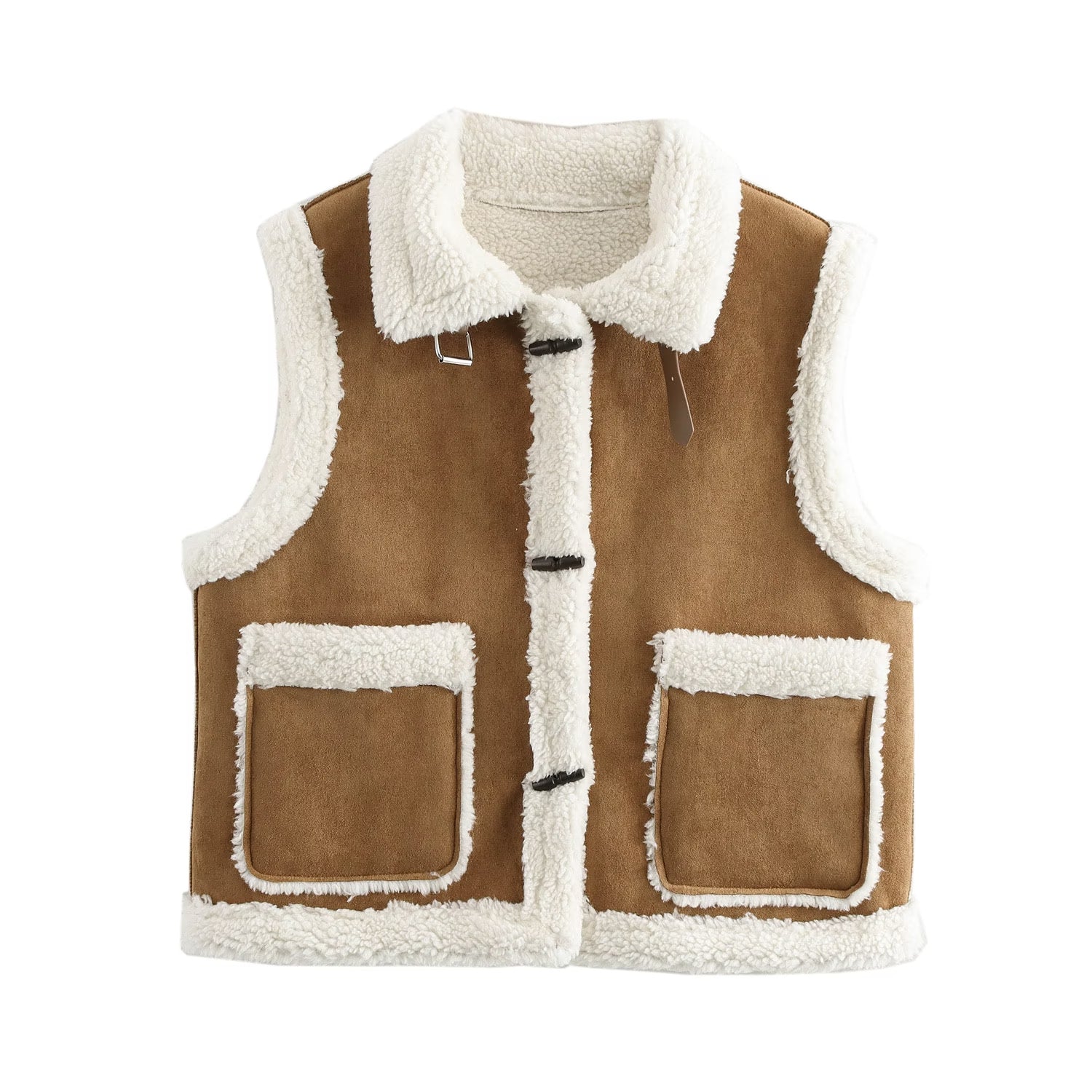 Winter Contrast Color Lamb Fur Suede Motorcycle Sleeveless Fur Vest Vest Coat Women