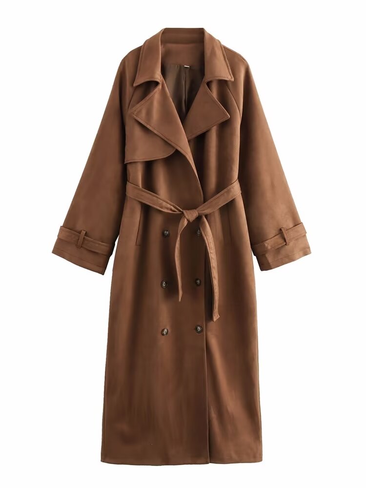 Winter Women Double Button Collared Long Jacket Trench Coat Coat for Women