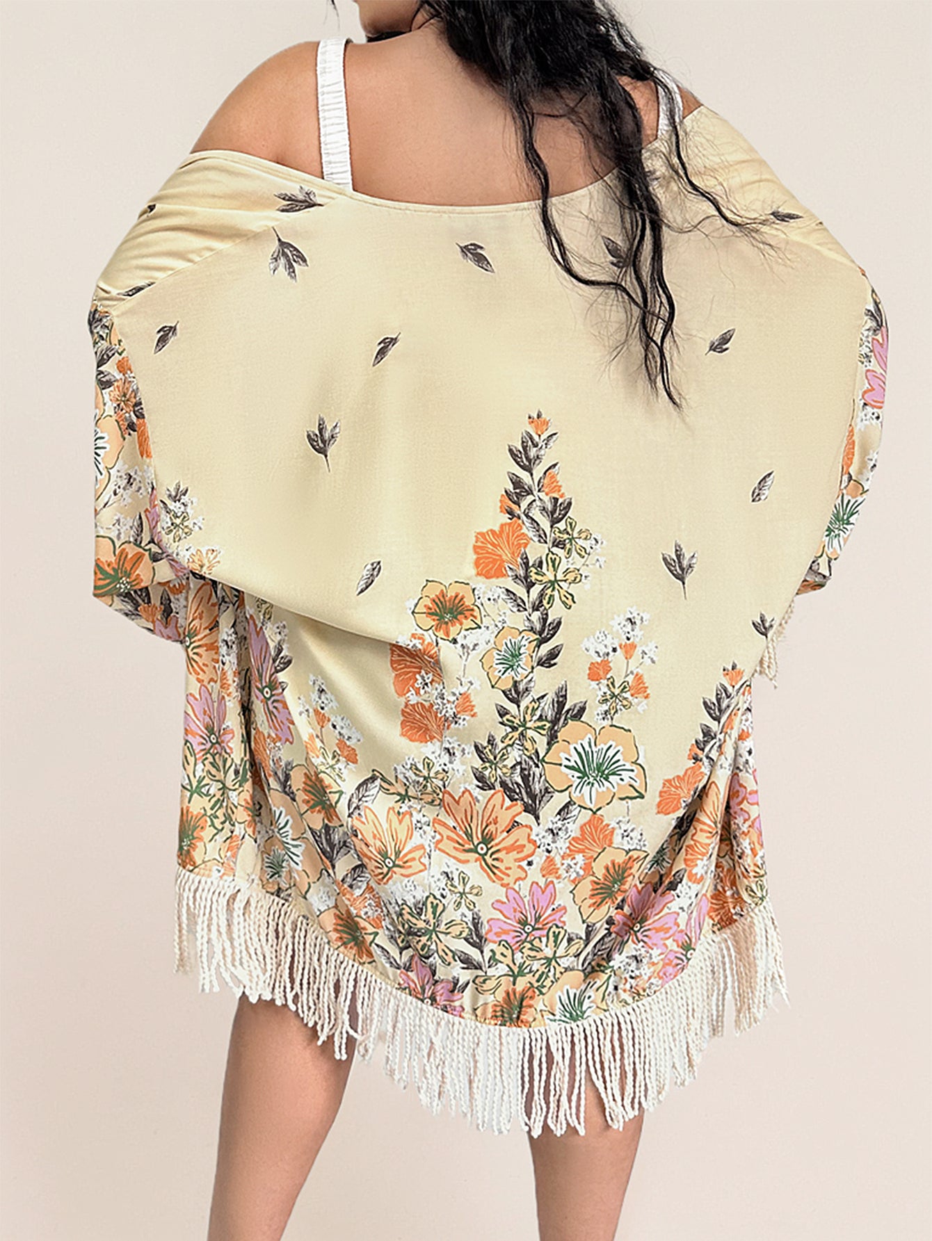 Plus Size Bohemian Printed Women Casual Vacation Beach Tassel Blouse Cardigan Women Clothes Tassel Coat