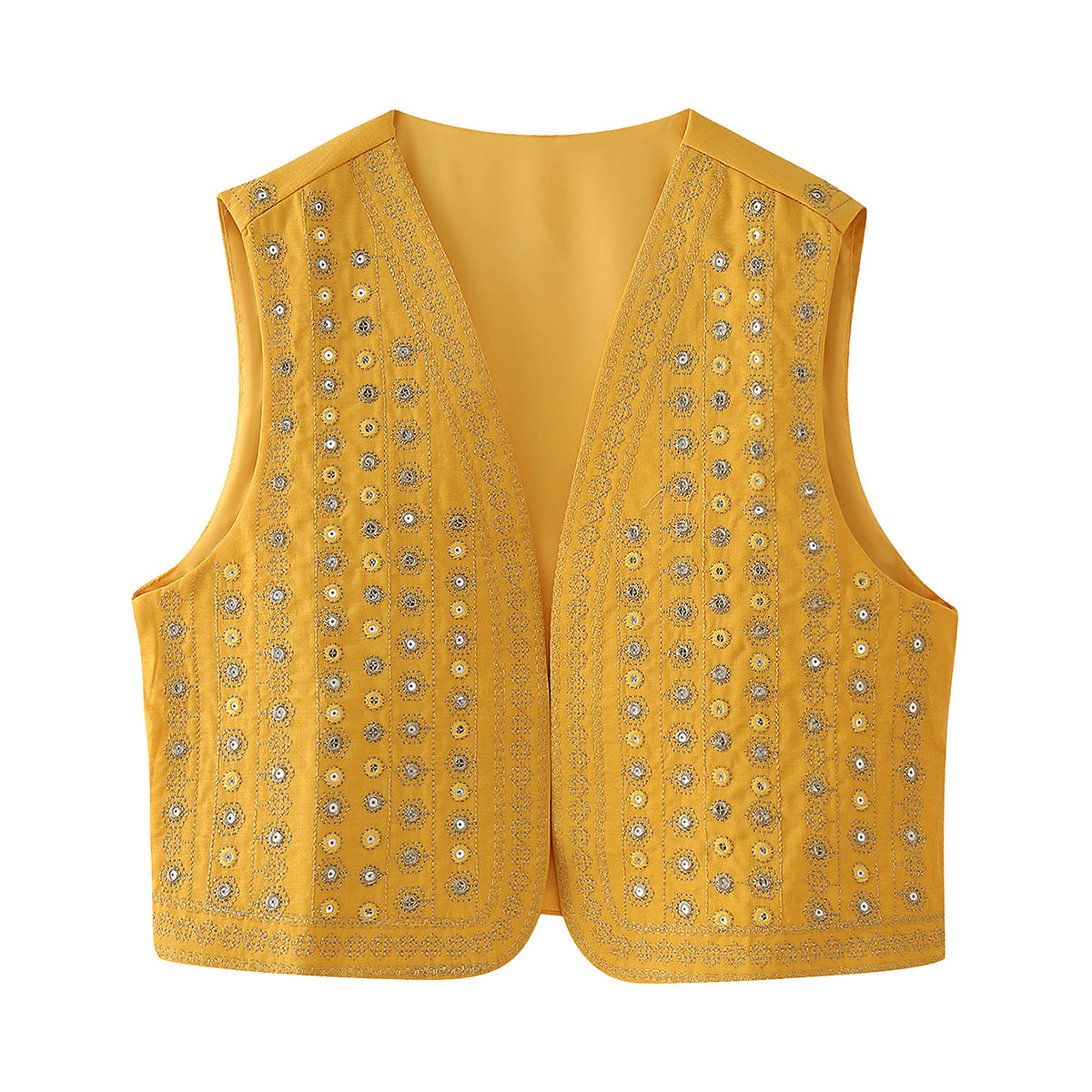 Top Autumn Retro Beads Decoration Embroidered Vest Coat