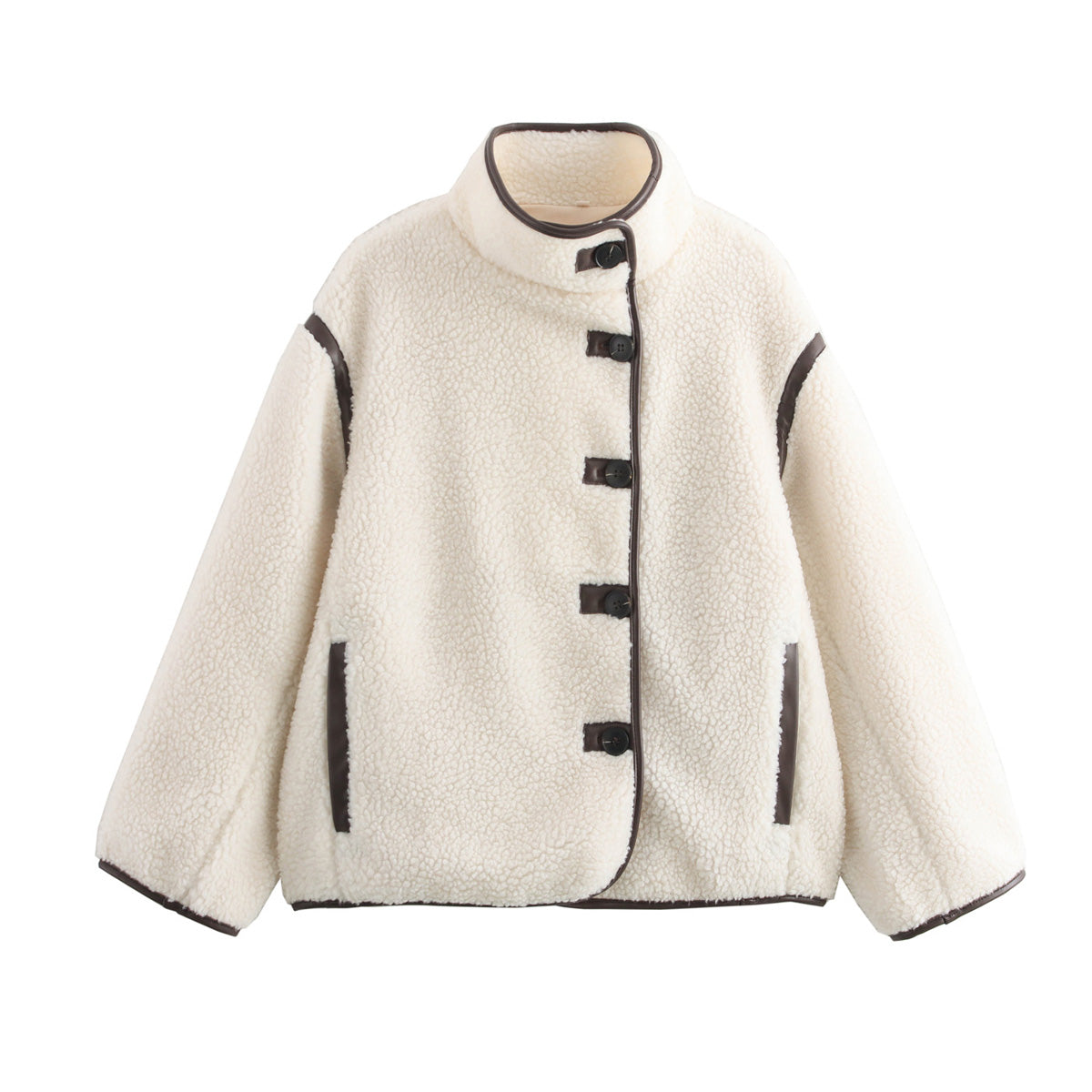 Women Loose Imitation Lamb Wool Stand Collar Coat