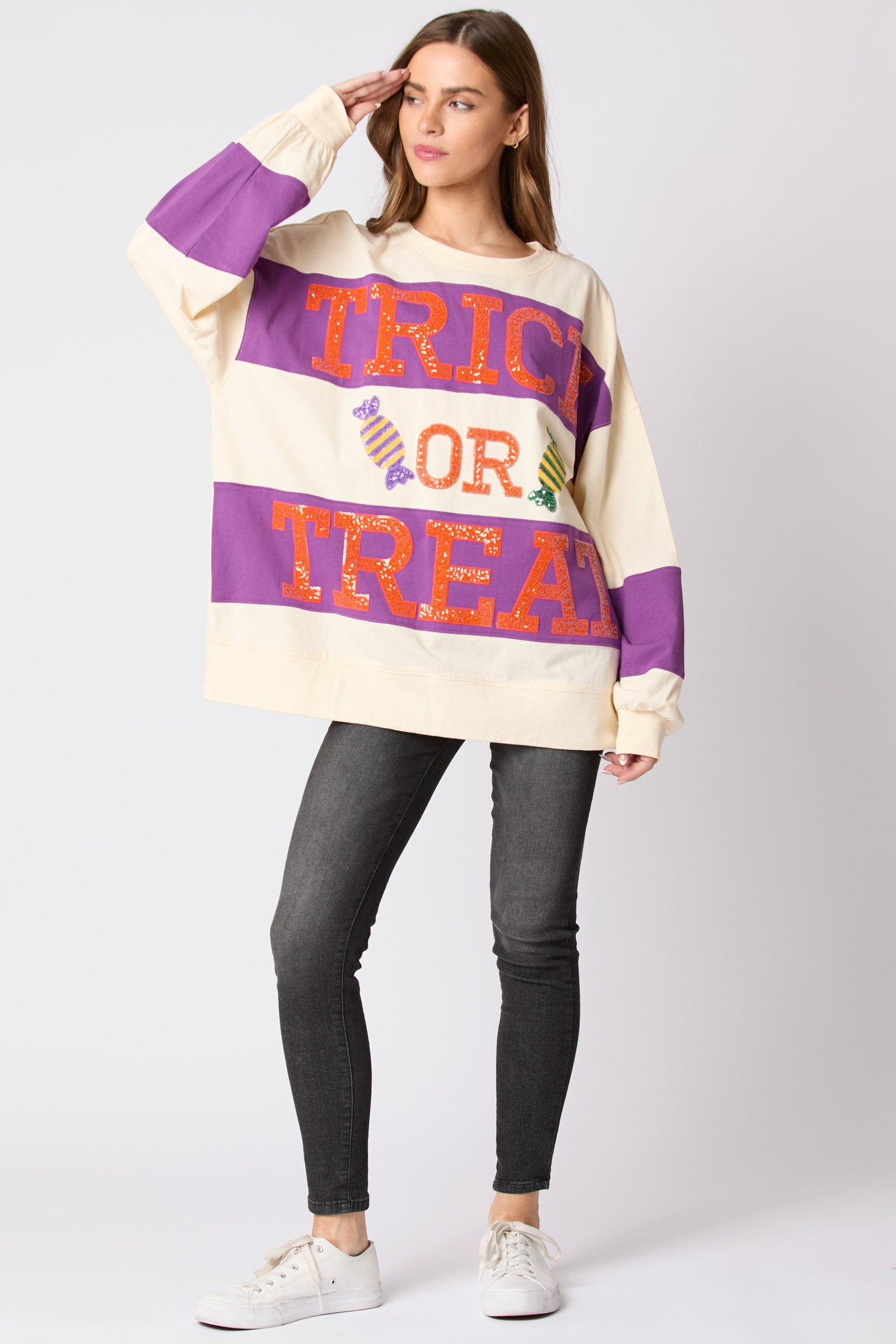 Autumn Winter Women Halloween Alphabet Sequ Multicolor Hoodie Casual Top for Women