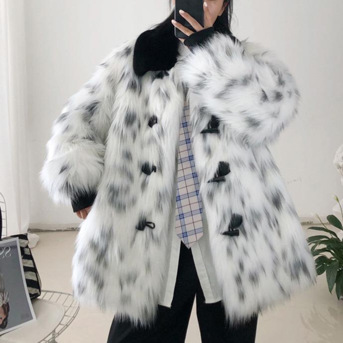 Autumn Winter Women Fur Coat Imitation Raccoon Fur Overcoat Mid Length Faux Fur Women Casual Trendy Warm