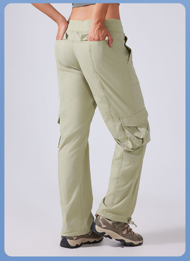 Outdoor Running Exercise Pants Lightweight Fitness Pants Multi Pocket Wide Leg Workwear Casual Pants Khaki