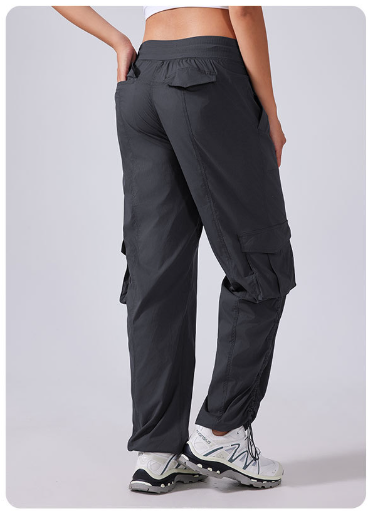 Outdoor Running Exercise Pants Lightweight Fitness Pants Multi Pocket Wide Leg Workwear Casual Pants Graphite Gray