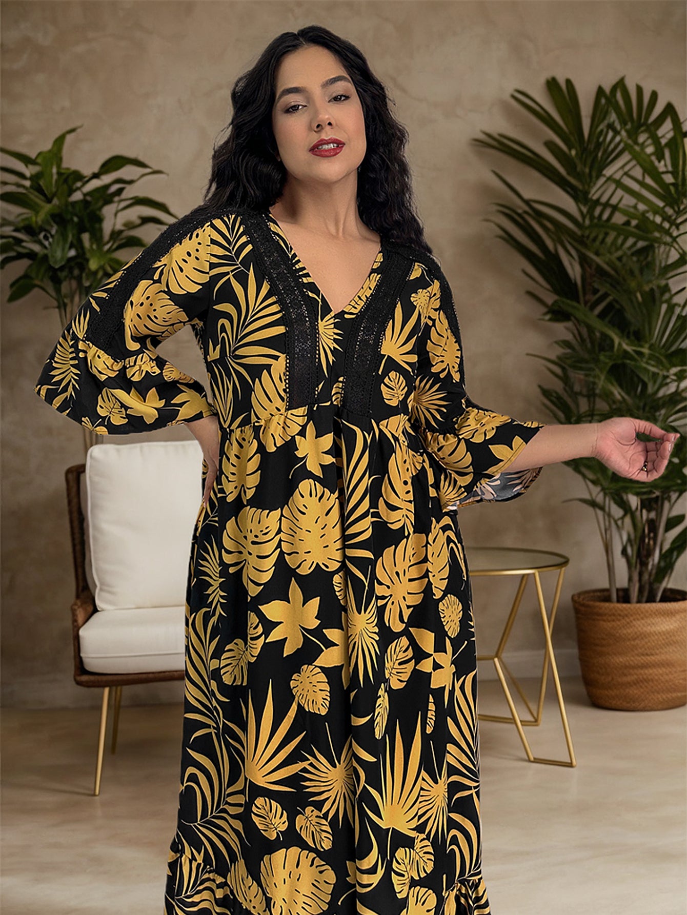 Plus Size Women Printing Casual Vacation Women Dress