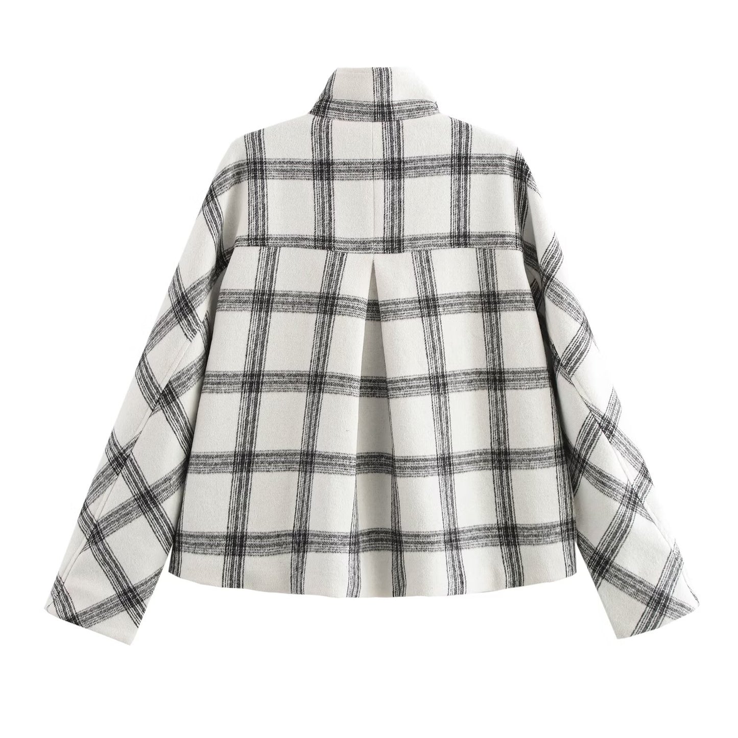 Collared Plaid Jacket Coat Daily Office Autumn Winter All Matching Simple Top