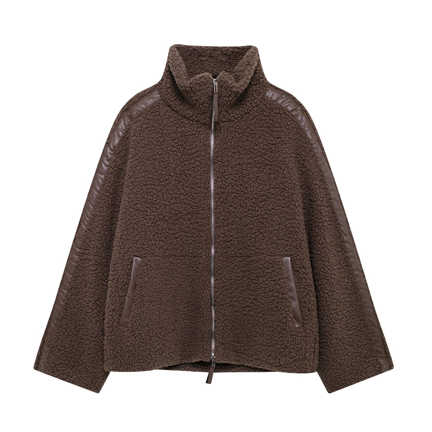 Women Clothing Autumn Winter Loose Teddy Plush Outdoor Casual Zipper Coat