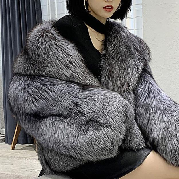 Women Fur Coat Short Faux Fur Whole Fur Coat Autumn Winter Casual Women Jacket