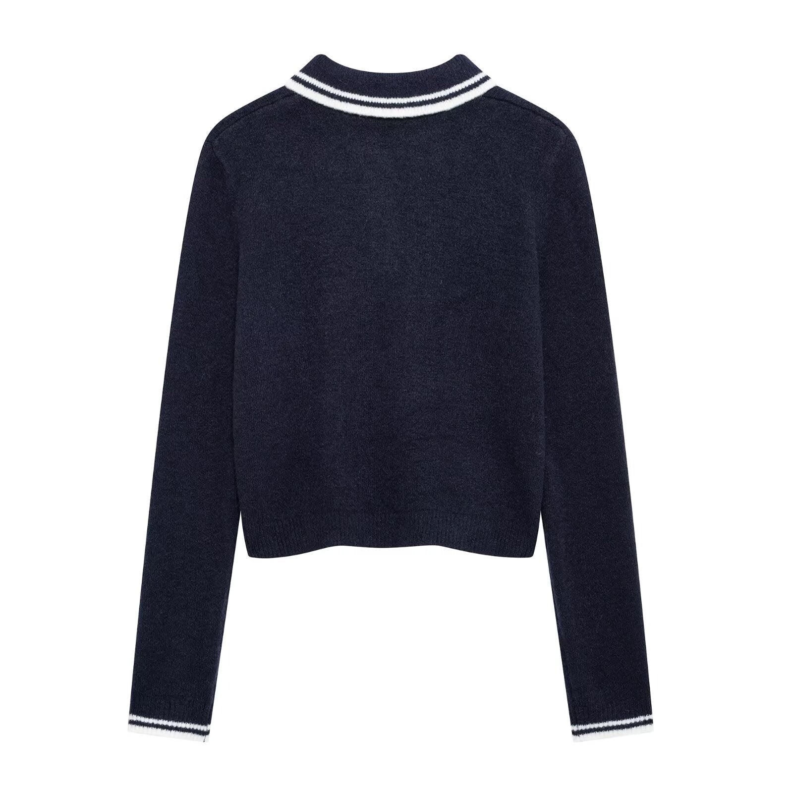 Women Clothing Simple All Matching Collared Pullover Sweater